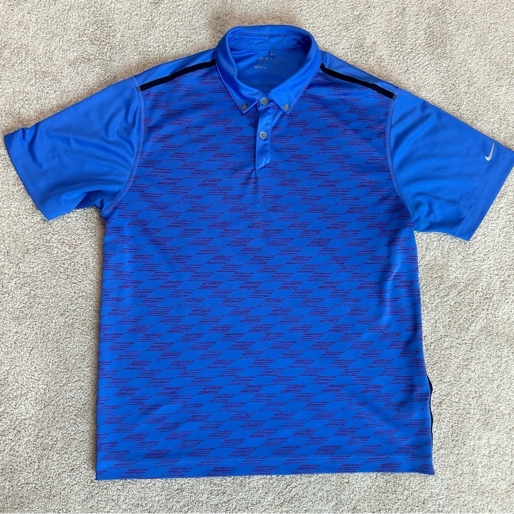 Nike golf men's blue purple printed polo shirt Sz L 🇨🇦